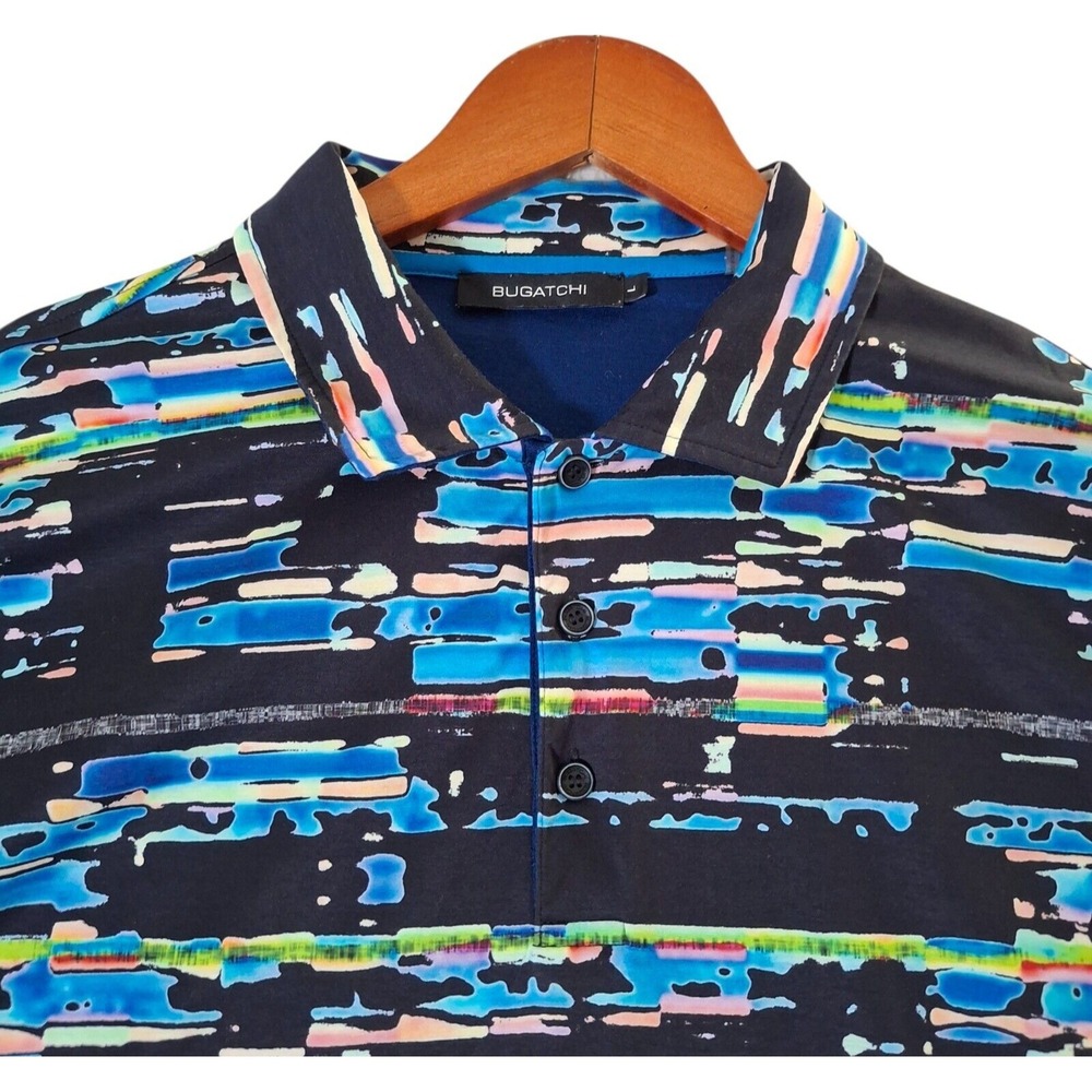 Bugatchi Polo Shirt Men's Large* Geometric Golf Waldorf Astoria Orlando